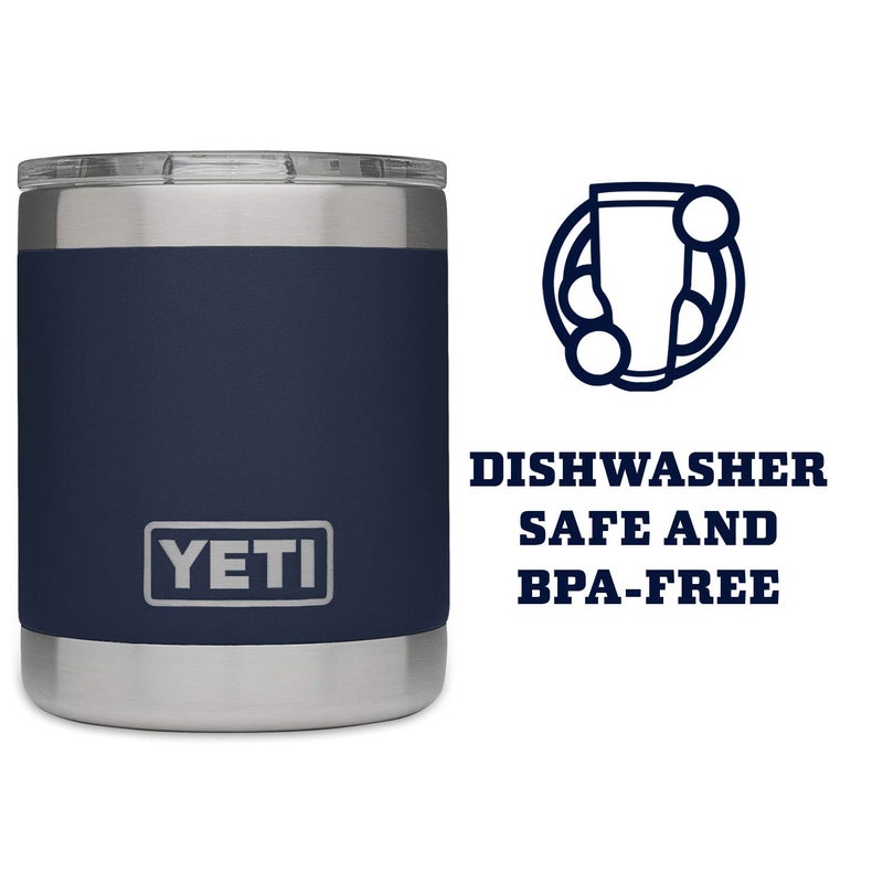 YETI Rambler 10 oz Lowball, Vacuum Insulated, Stainless Steel with Standard Lid, Navy - Image 5